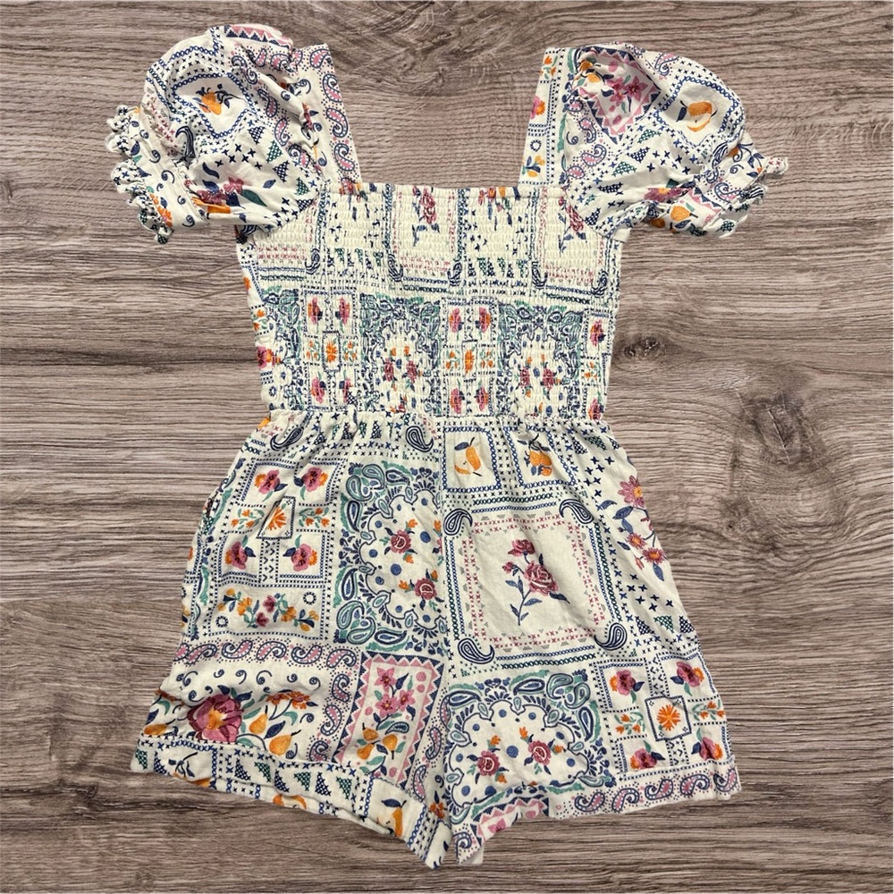 Caroline Constas Linen Blend Patchwork Floral Rom… - image 2